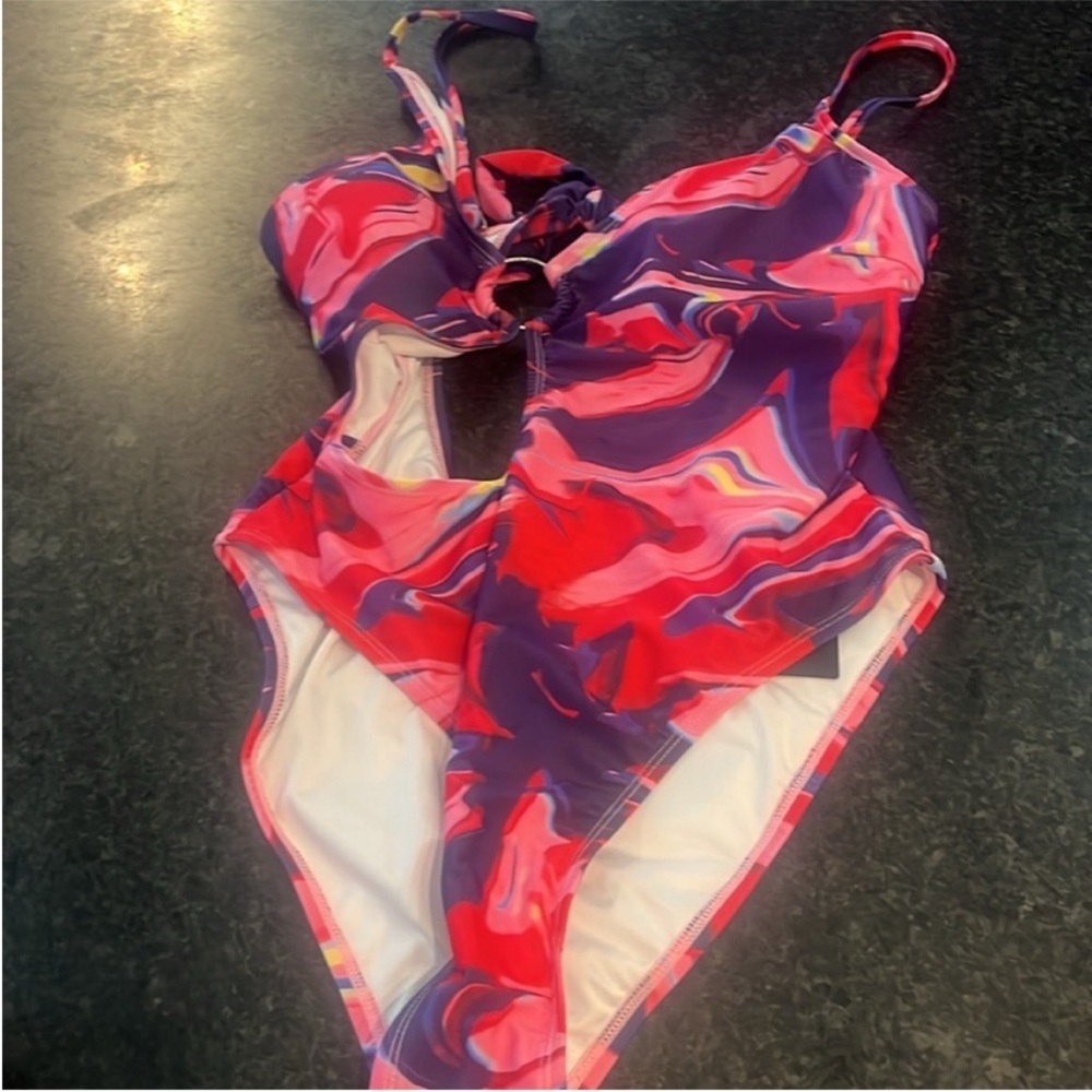 Fashion Nova Pink and Purple Swirl Swimsuit - Picture 3 of 4
